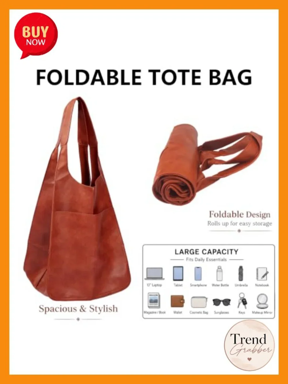 Oversized PU Leather Tote Bag Huge Capacity Work Hobo Purse Handbag Travel